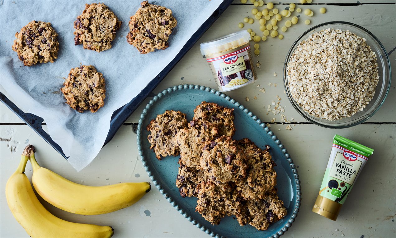 Picture - Veganske cookies med banan og chokolade web step